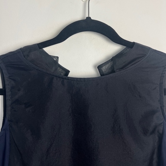 NEW INCLAN Studio Navy Black Cupra Silk Organza Sleeveless Blouse Lagenlook XS - Picture 4 of 12